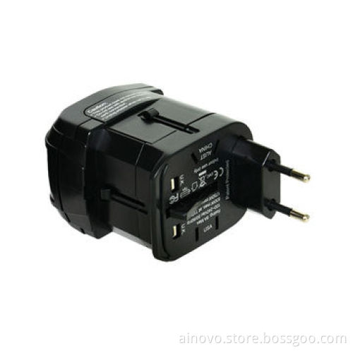 Travel charger adapter, dual USB port, electrical multiple plug, 5V/2100mA, high quality